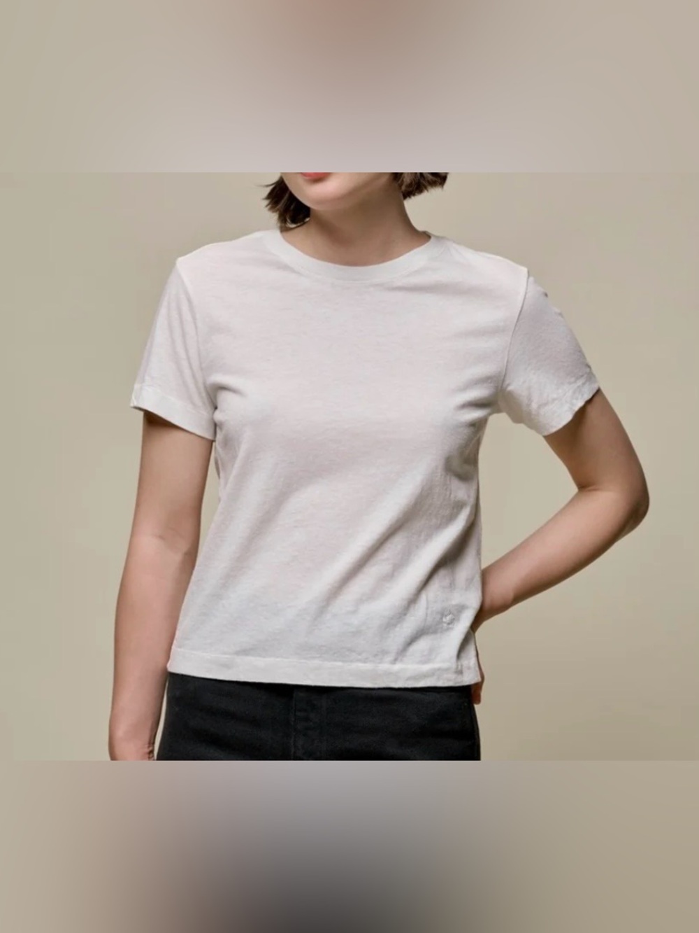 Merz b. Schwanen White Cropped Cotton-Hemp Women’s T Shirt Sz 4/SM